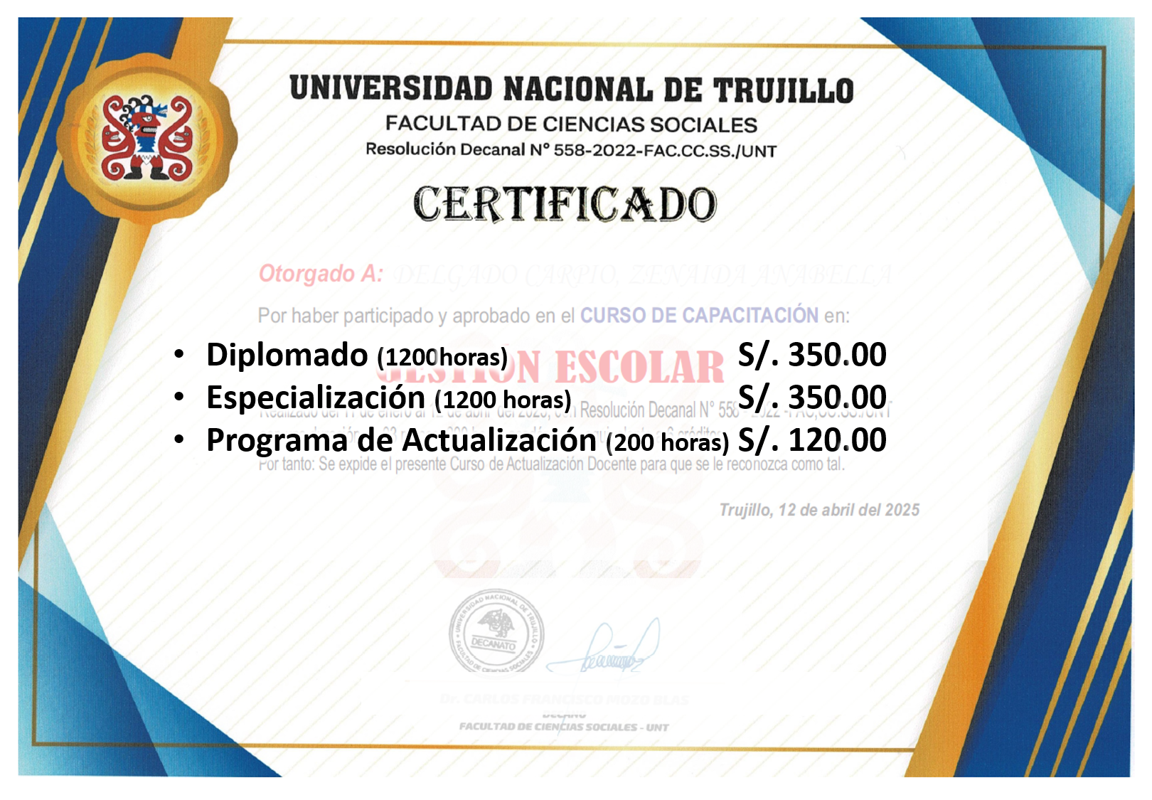 Certifícate